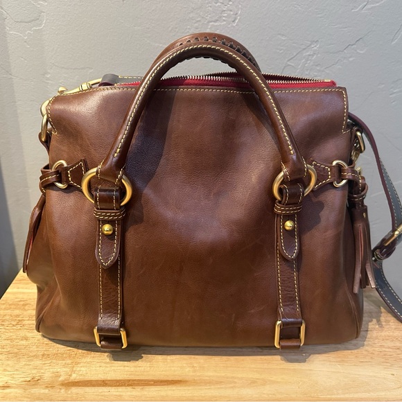 Dooney & Bourke Brown Leather Shoulder Bag - Picture 3 of 9